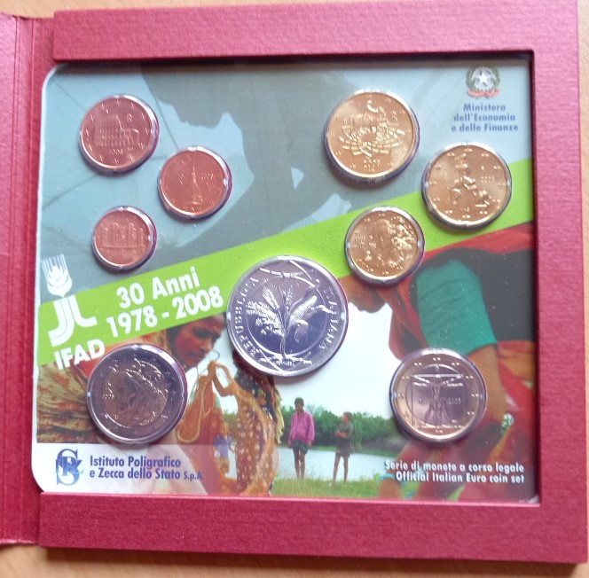  Italien Offizieller Euro-KMS 2008 im Original-Folder Stempelglanz plus 5 Euro Silber   