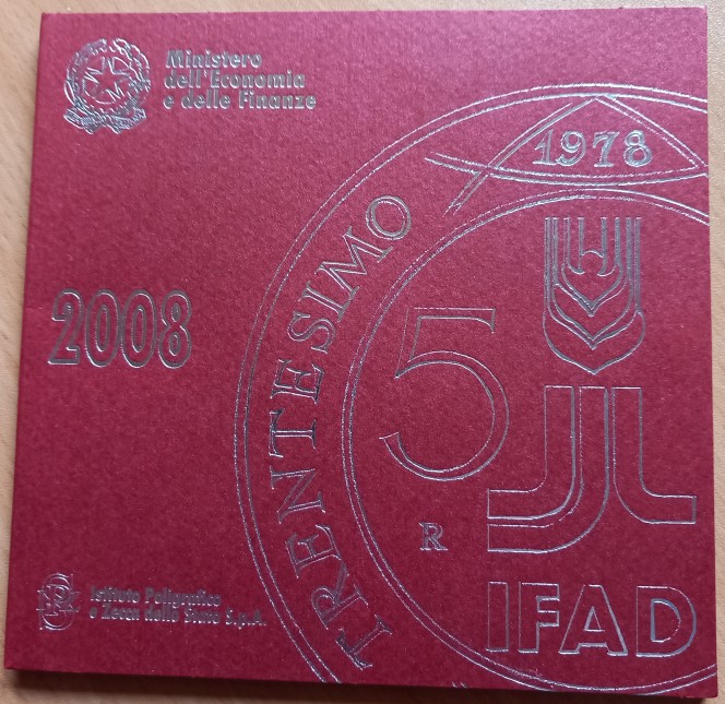  Italien Offizieller Euro-KMS 2008 im Original-Folder Stempelglanz plus 5 Euro Silber   