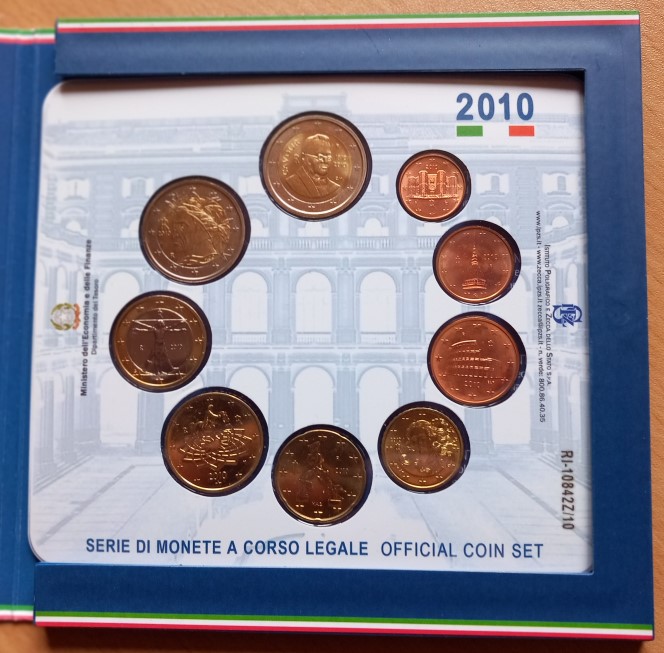  Italien Offizieller Euro-KMS 2010 im Original-Folder Stempelglanz plus 2 Euro Camillo Benso   