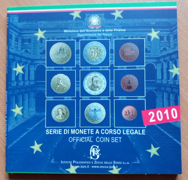  Italien Offizieller Euro-KMS 2010 im Original-Folder Stempelglanz plus 2 Euro Camillo Benso   