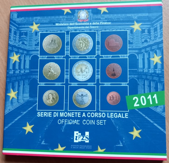  Italien Offizieller Euro-KMS 2011 im Original-Folder Stempelglanz plus 2 Euro 150 Jahre Vereinigung   