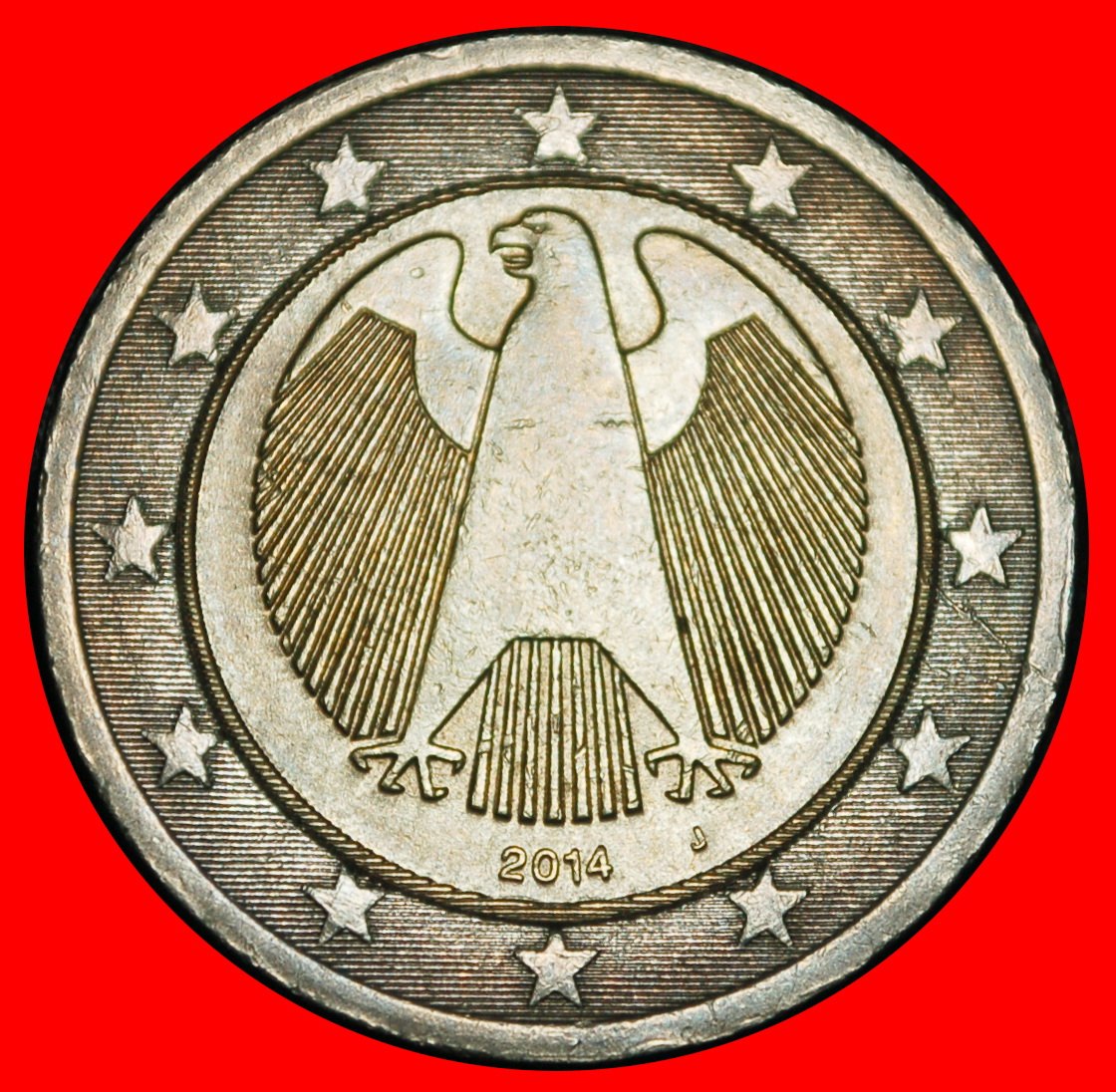  Ⰿ NON-PHALLIC TYPE (2008-2026): GERMANY ★ 2 EUROS 2014J HAMBURG! DIE I!★LOW START★ NO RESERVE!   