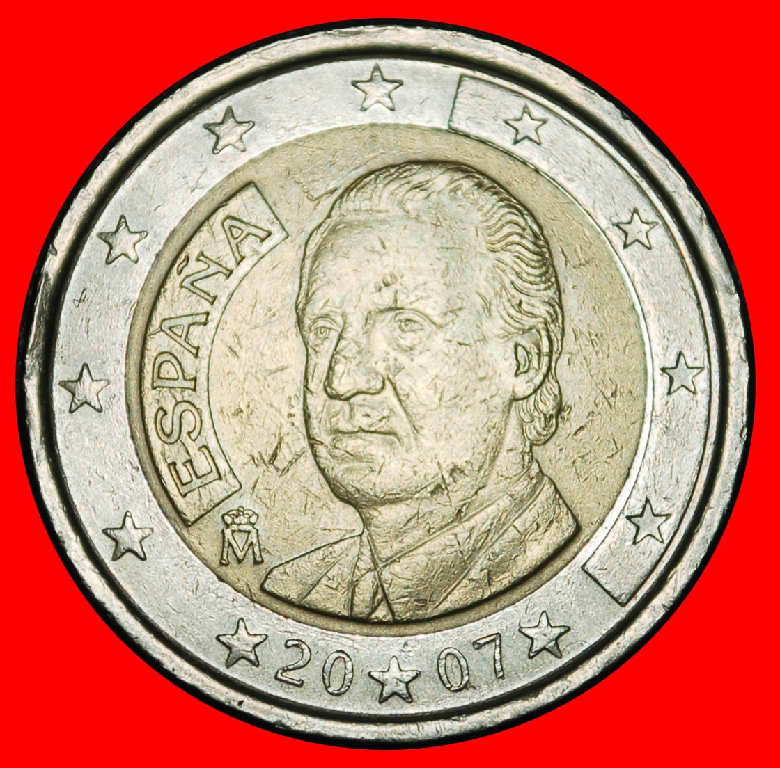  Ⰿ NICHT-PHALLISCHE 2007-2025:SPANIEN★2 EURO 2007 STEMPEL AIr1★JUAN CARLOS I 1975-2014★OHNE VORBEHALT   