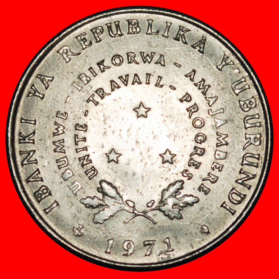  Ⰿ BELGIEN (1967-1971): BURUNDI ★ 5 FRANCS 1971 STG STEMPELGLANZ! STERNE UND EICHE!★OHNE VORBEHALT!   