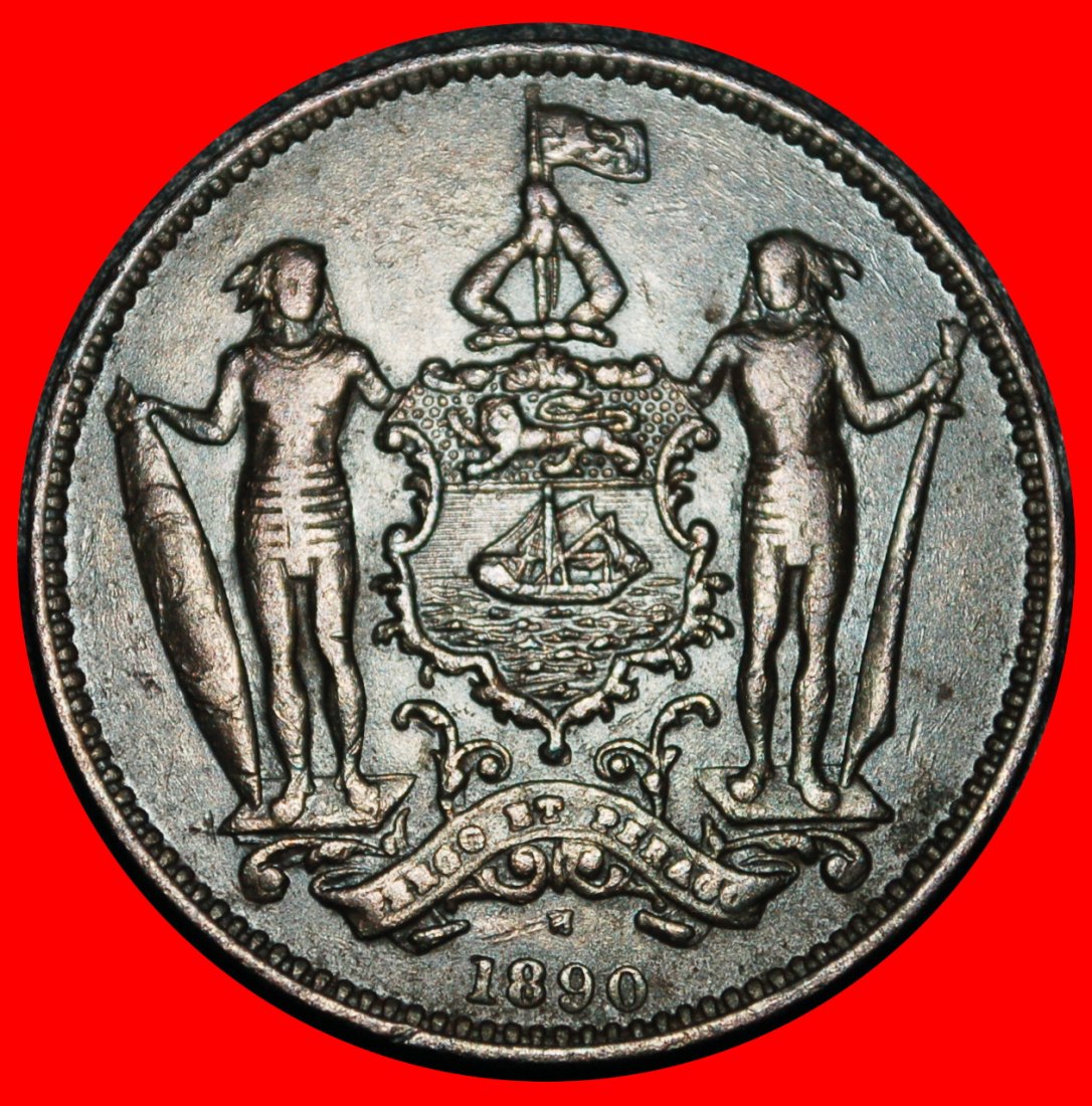  Ⰿ GROSSBRITANNIEN (1882-1907): BRITISCH NORDBORNEO ★ 1 CENT 1890H SCHIFF UND LÖWEN! ★OHNE VORBEHALT!   