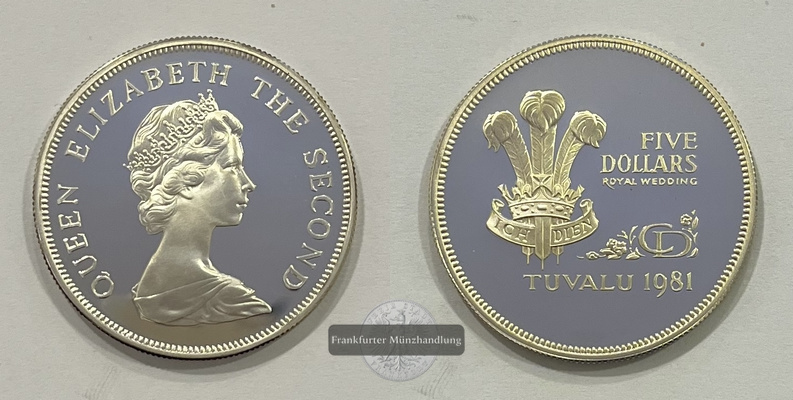  Tuvalu 5 Dollar 1981 Royal Wedding KM#12a FM-Frankfurt Feinsilber: 25,9g   