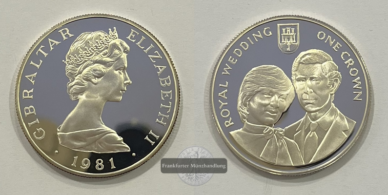  Gibraltar One Crown 1981 Royal Wedding KM#14a FM-Frankfurt Feinsilber: 25,9g   