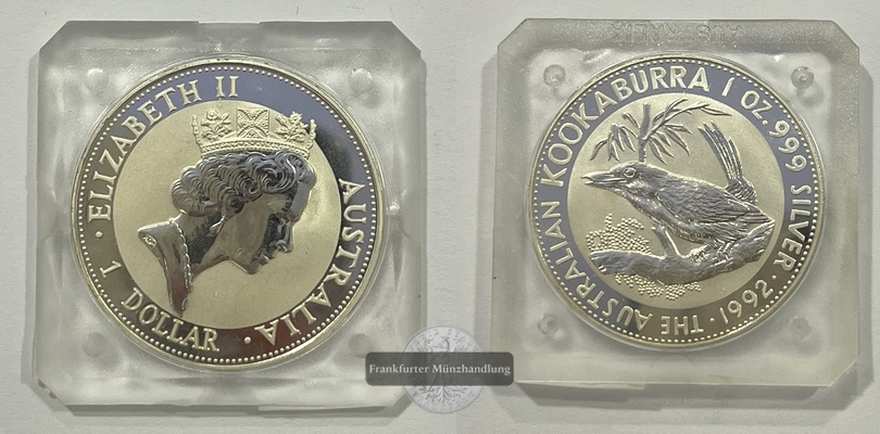  Australien 1 Dollar 1992 Kookaburra KM#289 FM-Frankfurt  Feinsilber: 31,1g   