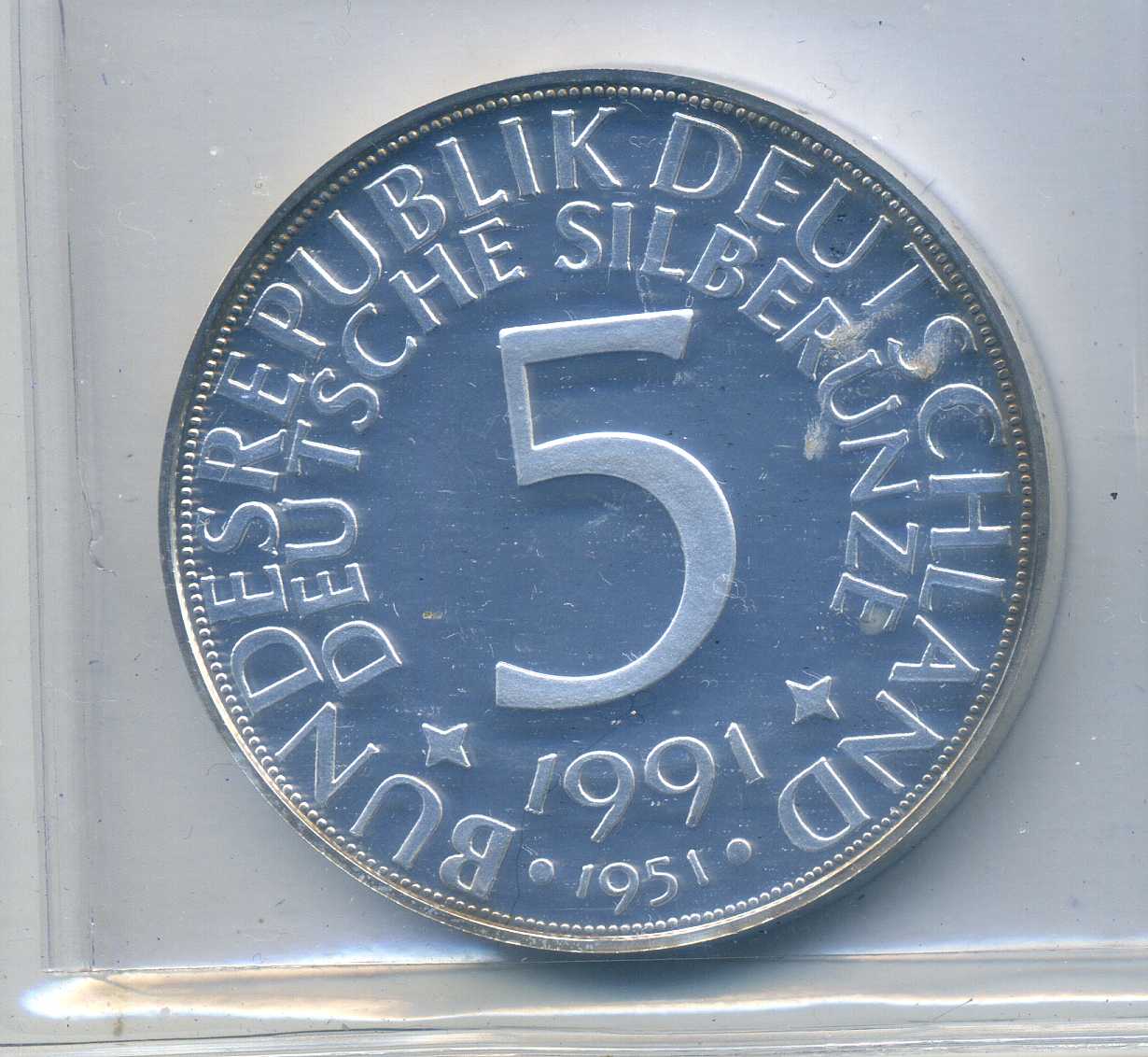  5 DM Silberadler als 1 Unze Feinsilber Prägung stempelglanz   