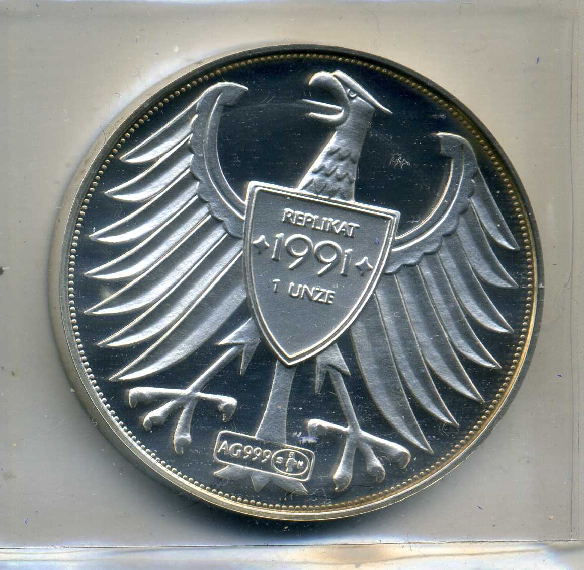  5 DM Silberadler als 1 Unze Feinsilber Prägung stempelglanz   