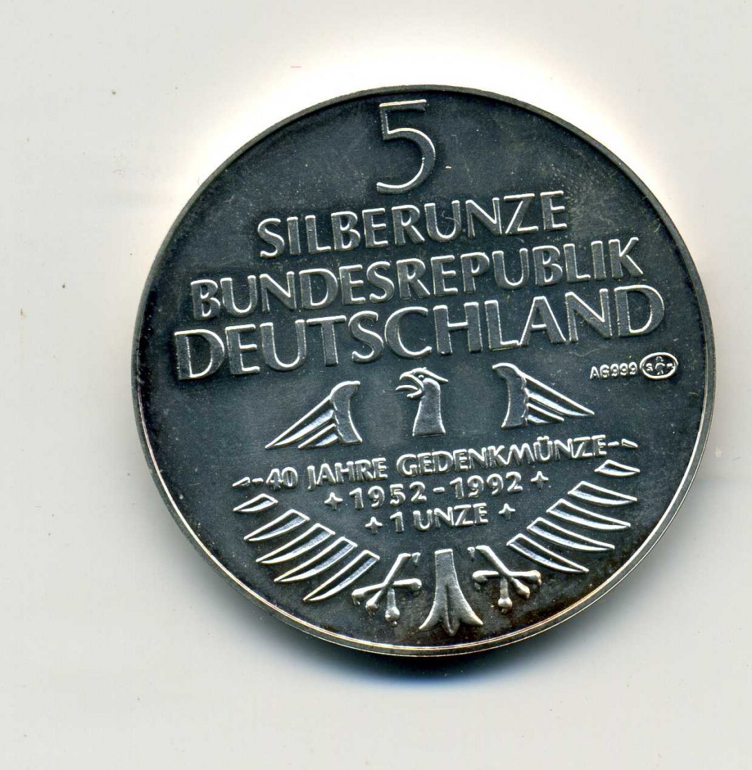  5 DM Germanisches Museum als 1 Unze Feinsilber Prägung stempelglanz   