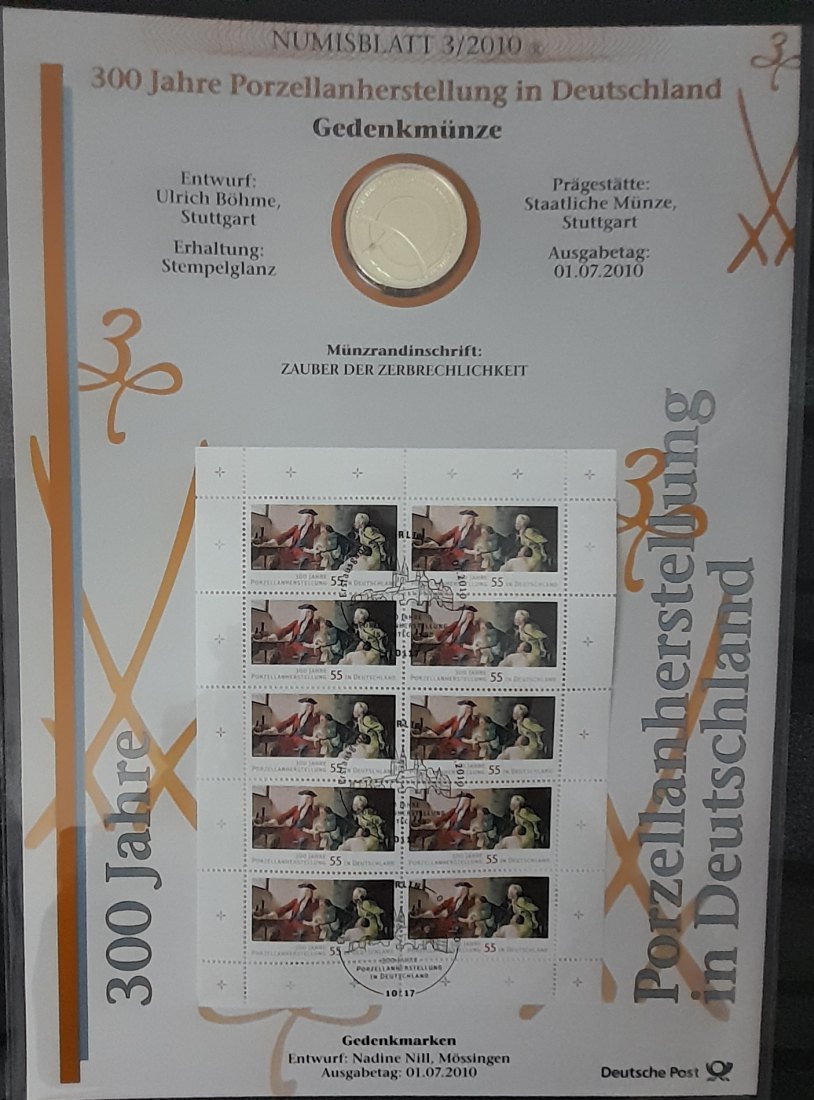  Numisbrief mit 10€ Silbermünze Porzelanherstellung 2010 16,65g fein   