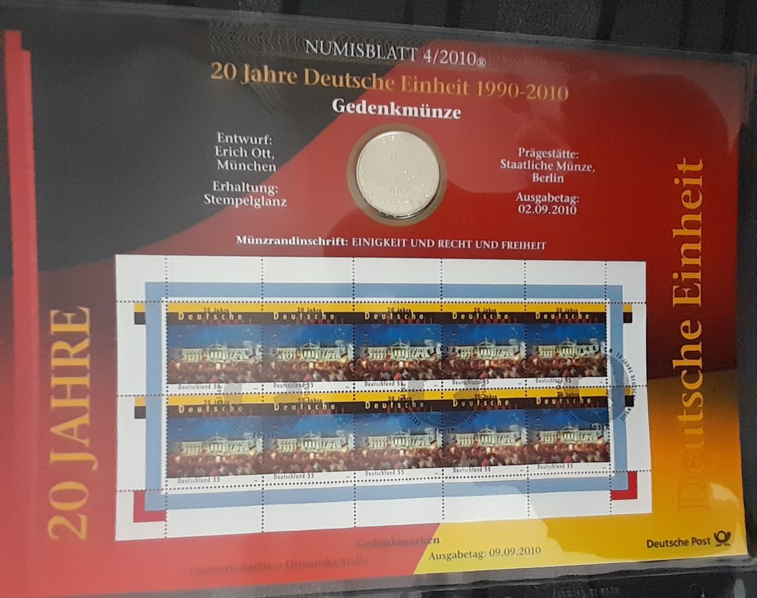  Numisbrief mit 10€ Silbermünze Deutsche Einheit 2010 16,65g fein   