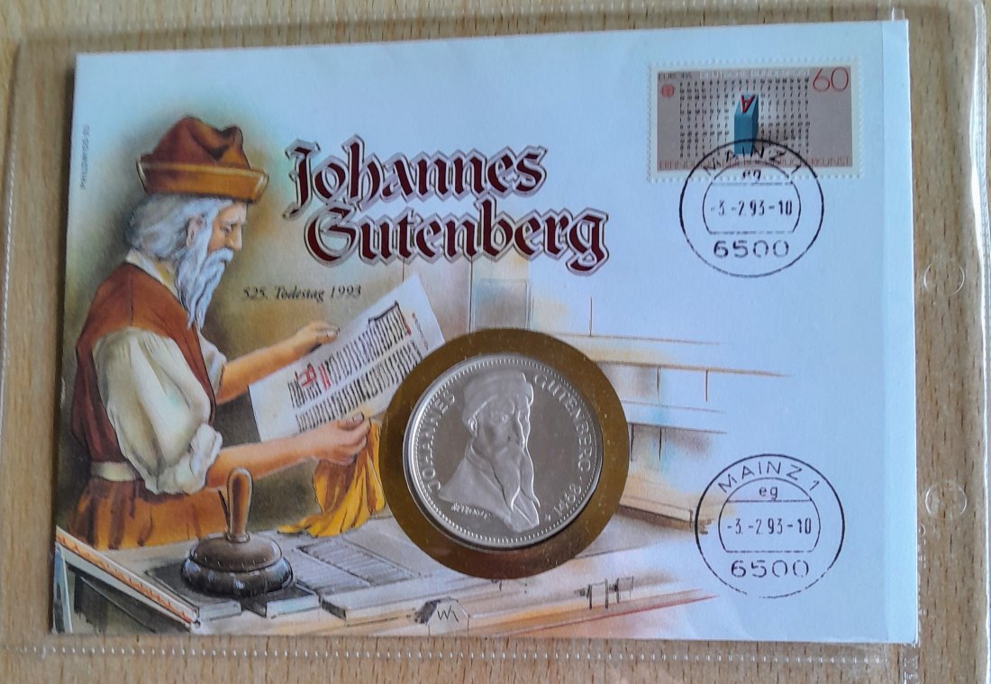  5 DM Gutenberg als 1 Unze Feinsilber Prägung stempelglanz   