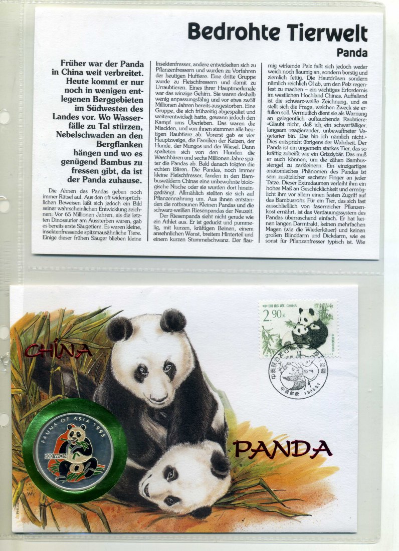  500 Won 1995 Farb Panda PP sehr selten   