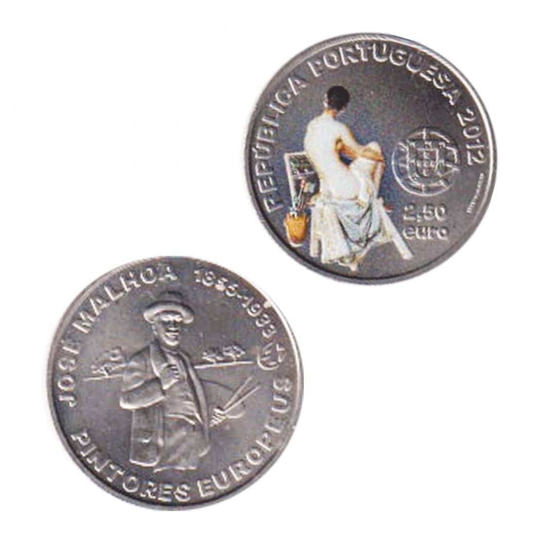  Portugal 2,5-Euro-Sondermünze mit Farb-Applikation *Aktgemälde - Jose Malhoa* 2012 nur 500St!   