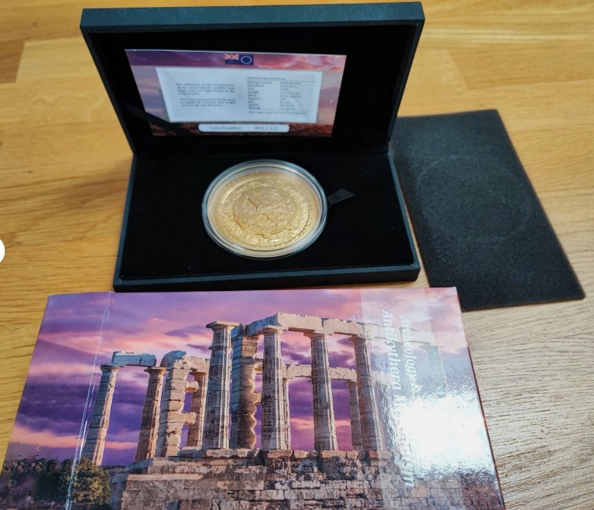  ANTIKYTHERA MECHANISM Archeology Symbolism Antiqued 3 Oz Silver Coin 20$ COOK Is   