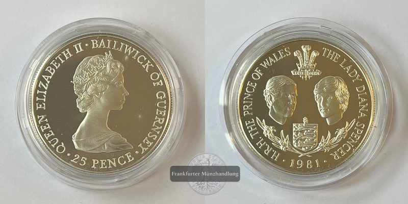  Guernsey 25 Pence 1981 Royal Wedding KM#36a FM-Frankfurt Feinsilber: 25,9g   