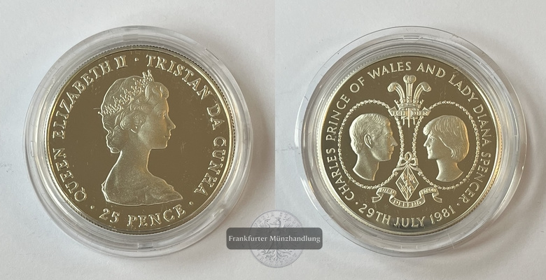  Tristan da Cunha 25 Pence 1981 Royal Wedding KM#4 FM-Frankfurt Feinsilber: 25,9g   