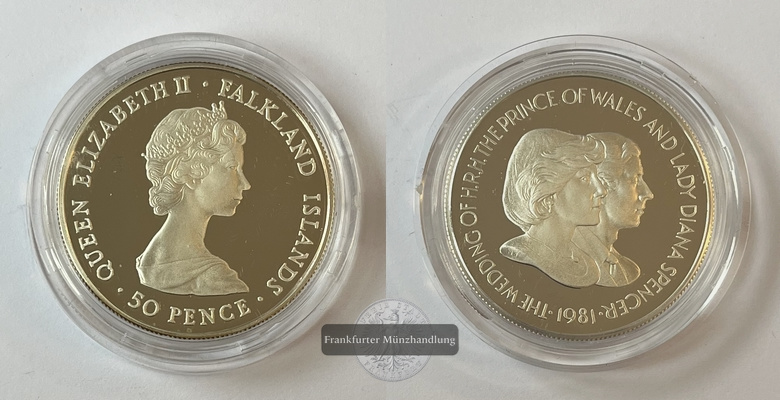  Falklandinseln 50 Pence 1981 Royal Wedding KM#16a FM-Frankfurt Feinsilber: 25,9g   