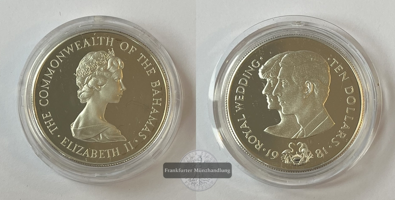  Bahamas 10 Dollars 1981 Royal Wedding KM#85 FM-Frankfurt Feinsilber: 25,9g   