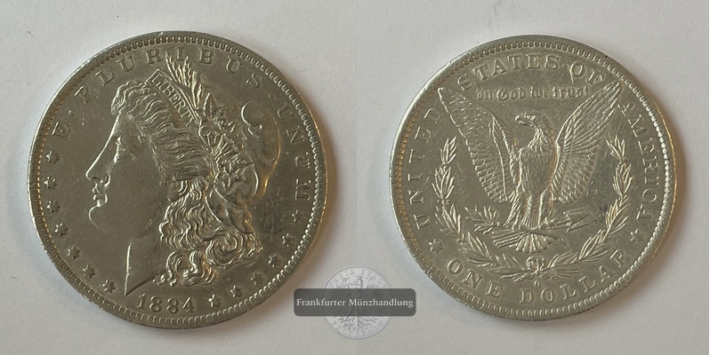  USA 1 Dollar 1884 Peace Dollar KM#110 FM-Frankfurt Feinsilber: 24,03g   