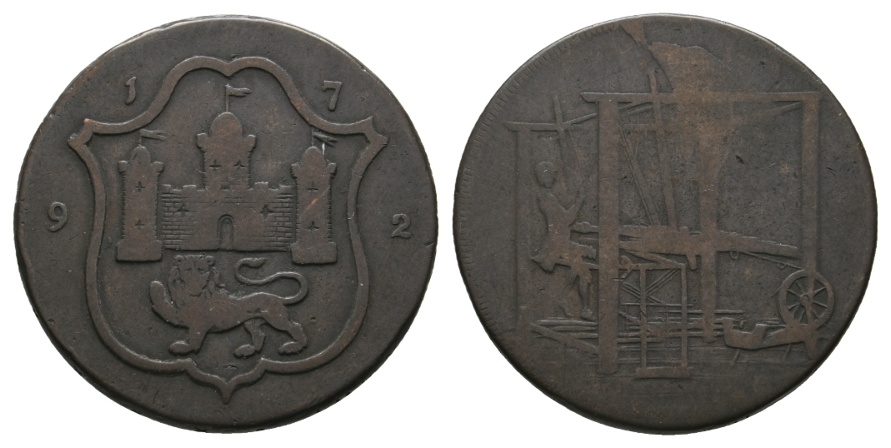  Großbritannien, Token 1/2 Halfpenny 1792, Kupfer   