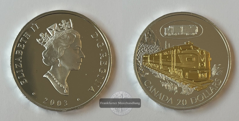  Kanada 20 Dollar 2003 Dieselelektrische Lokomotive FM-Frankfurt Feinsilber: 28,7g   