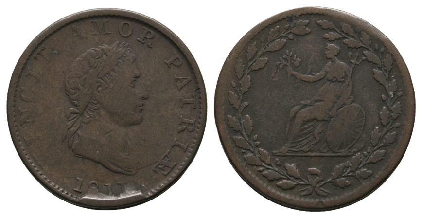  Großbritannien, Token 1/2 Halfpenny 1811, Kupfer   