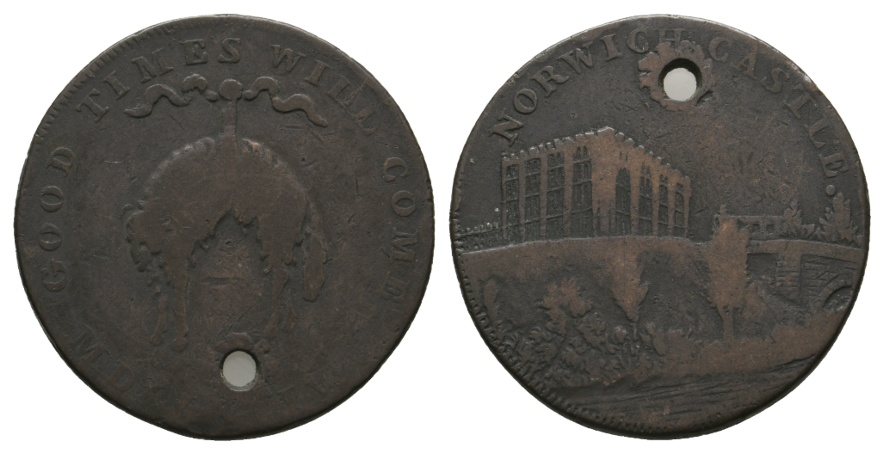  Großbritannien, Token 1/2 Halfpenny (1793), gelocht, Kupfer   