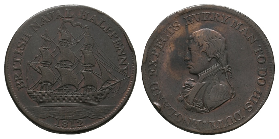  Großbritannien, Token 1/2 Halfpenny 1812, Kupfer   