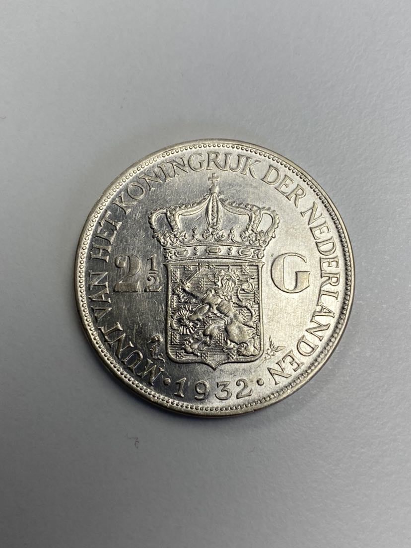  gujo68 - Niederlande 2 1/2 Gulden Königin Wilhelmina 1932, Silber   