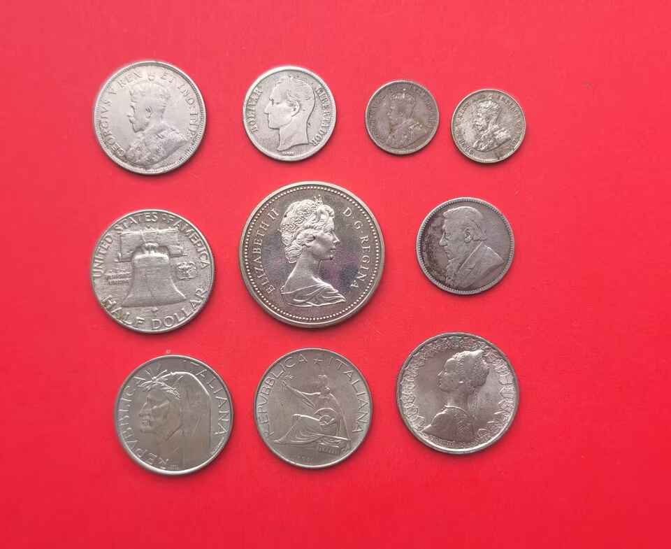  10 Silbermünzen - ca. 90 Gramm   