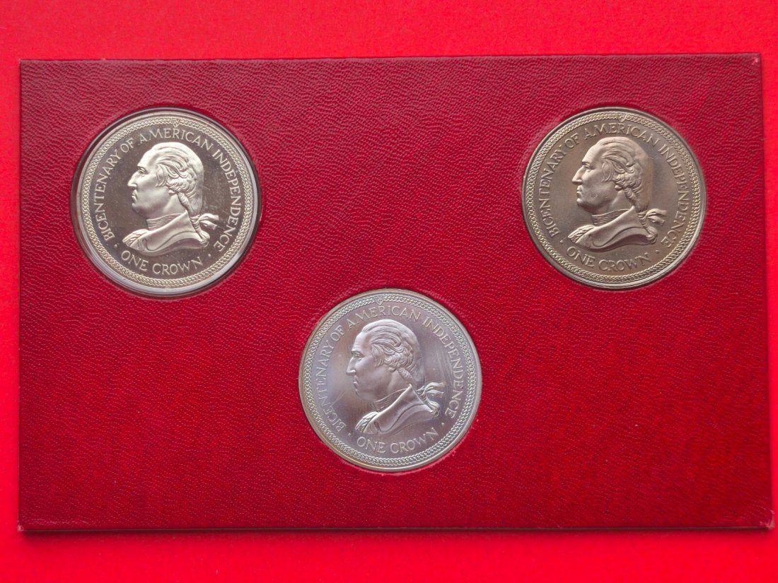  Isle of Man 3x 1 Krone 1976 - .925er Silbermünzen   