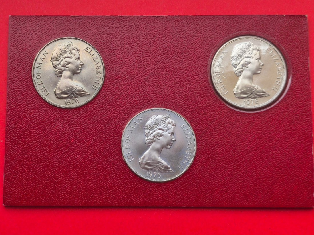  Isle of Man 3x 1 Krone 1976 - .925er Silbermünzen   