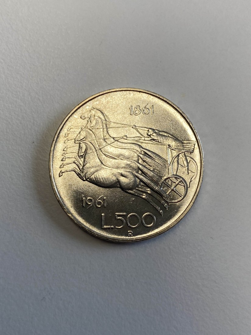  gujo68 - Italien 500 Lire Quadriga 1961, Silber   