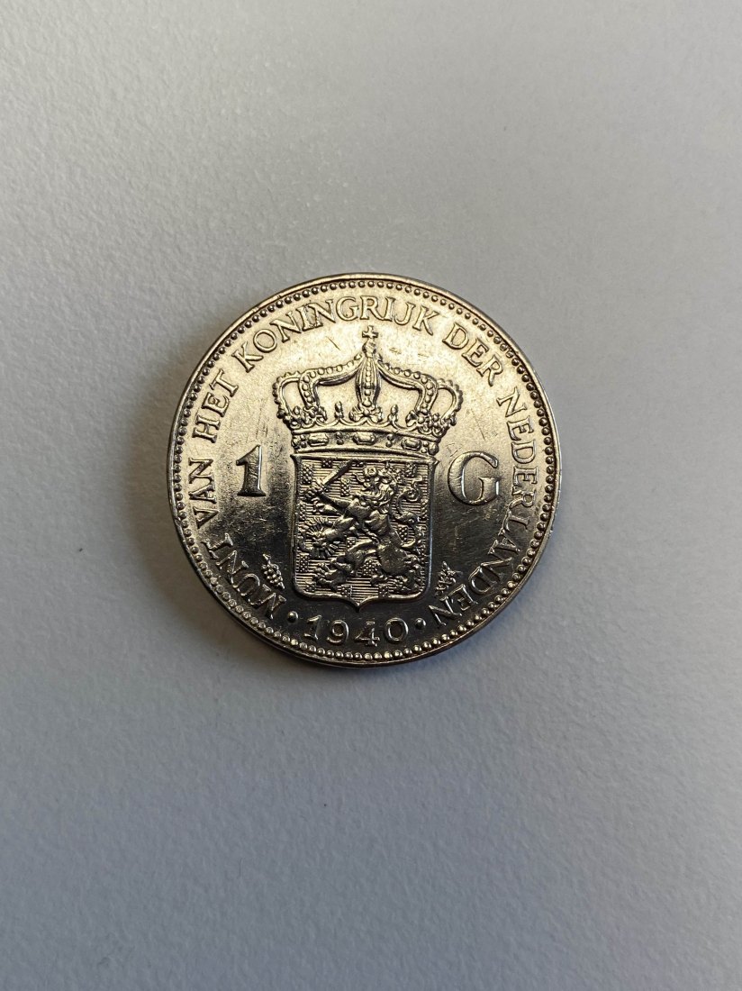  gujo68 - Niederlande 1 Gulden Königin Wilhelmina 1940, Silber   