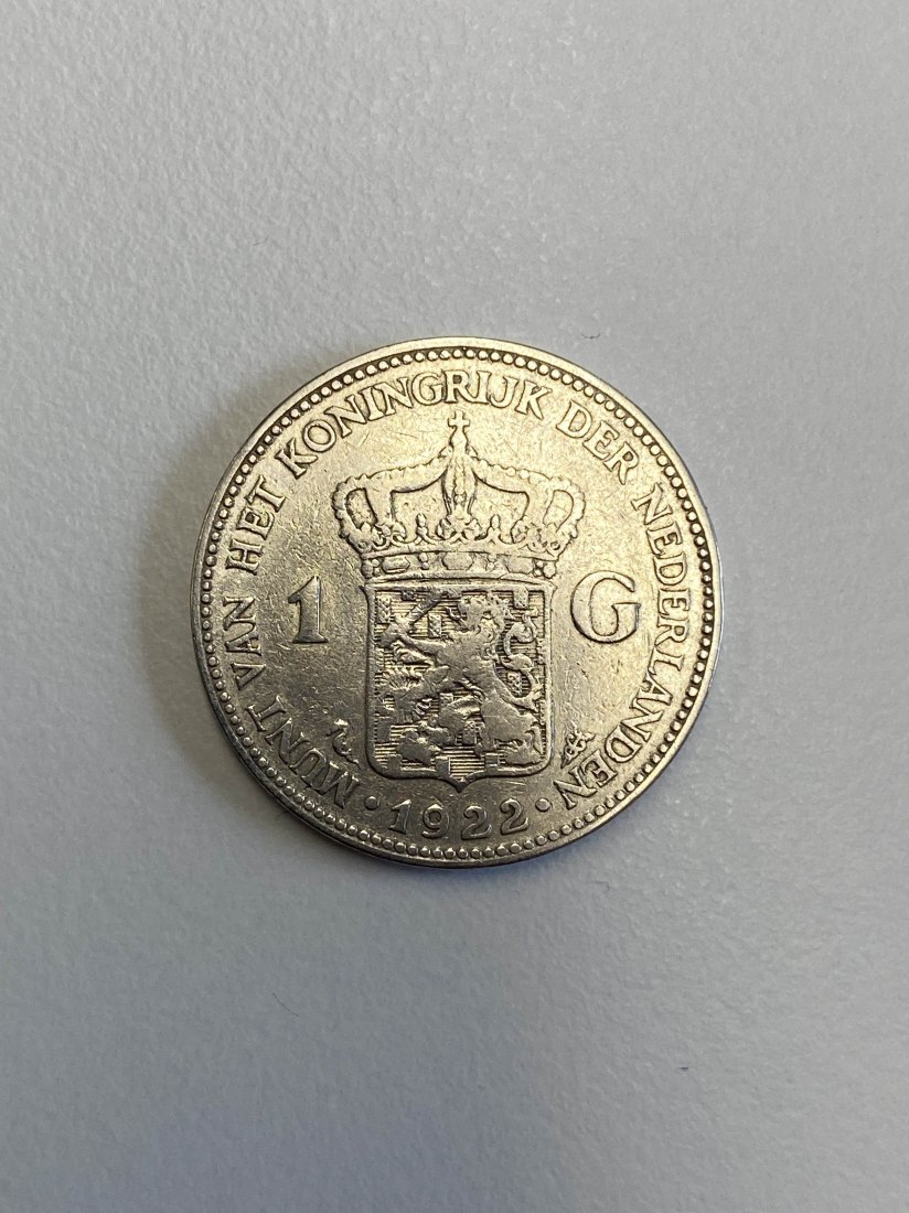  gujo68 - Niederlande 1 Gulden Königin Wilhelmina 1922, Silber   
