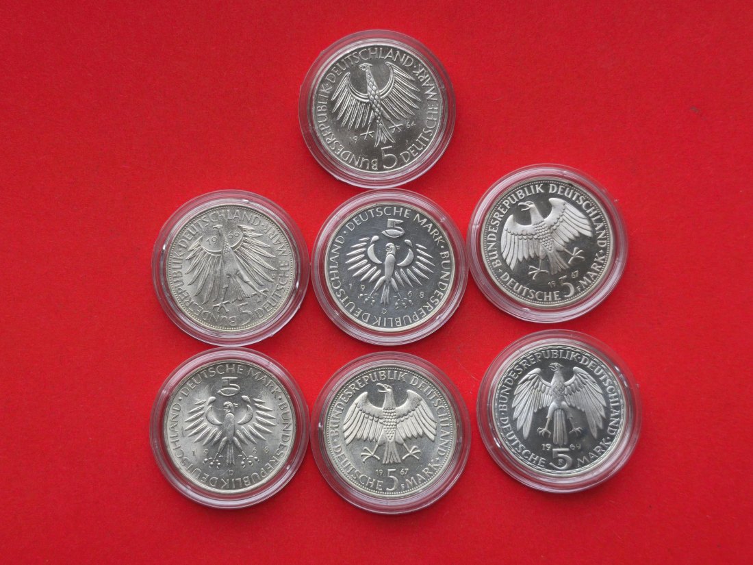  Deutschland 7x 5 DM, 78g (1964-69)   