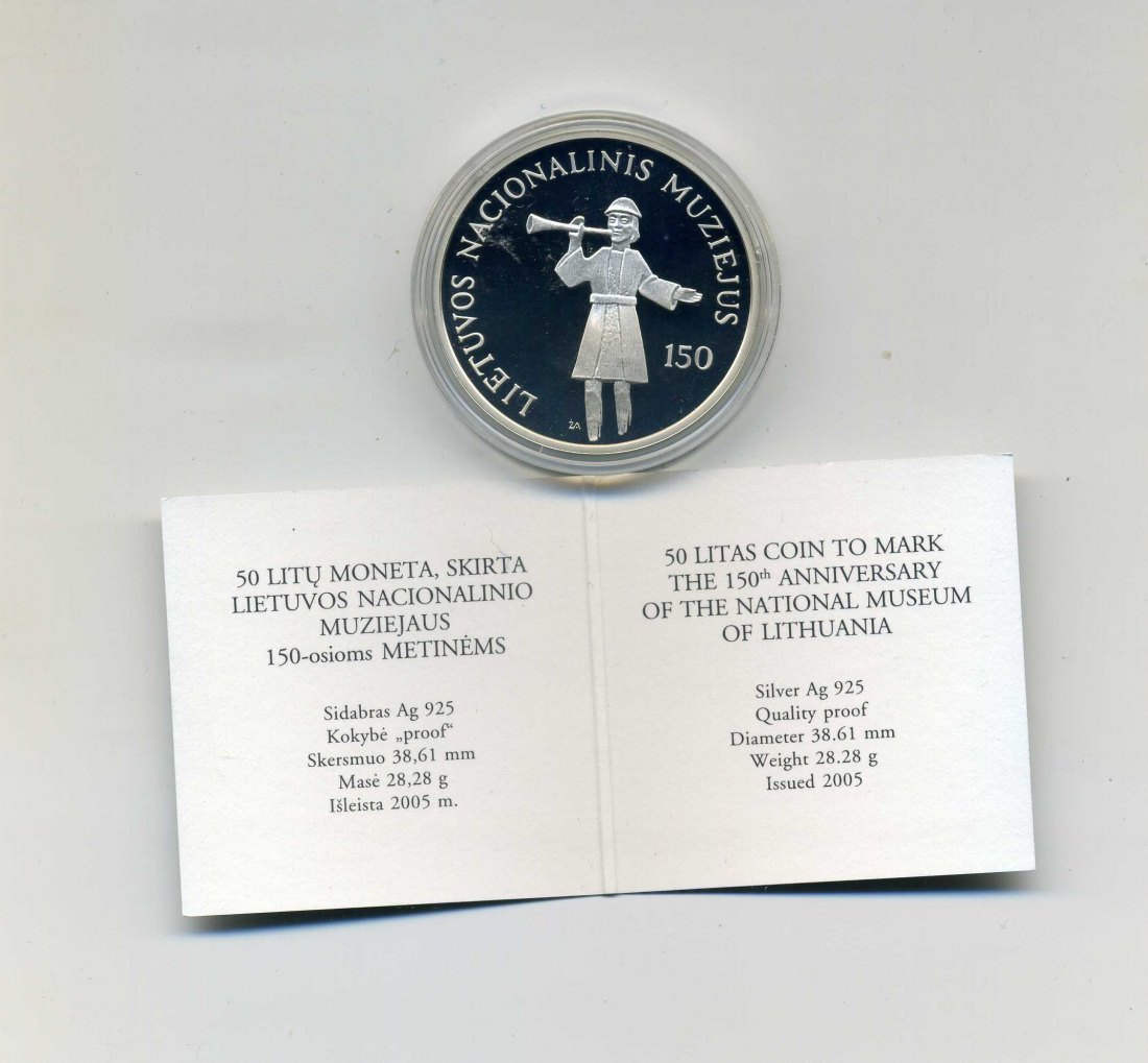  50 Litu 2005 PP Nationalmuseum Original Kapsel+Zertifikat+Verpackung RAR nur 1500 Stück   