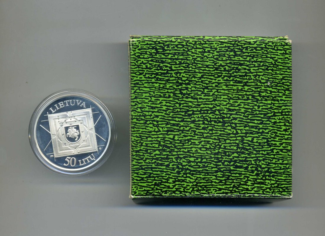  50 Litu 2000 Artillerie Original Kapsel+Zertifikat+Verpackung RAR 1936 Stück   