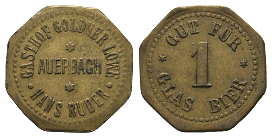 Bayern, Auerbach Gasthof Goldener Löwe - Hans Ruder, Gut für 1 Glas; Menzel 873.1   