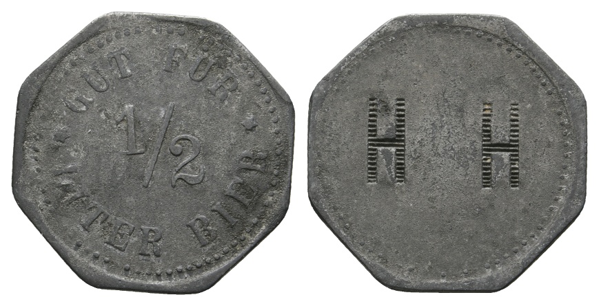  Bayern, Atting, gepunzt: H H, Gut für 1/2 Liter Bier; Menzel -   