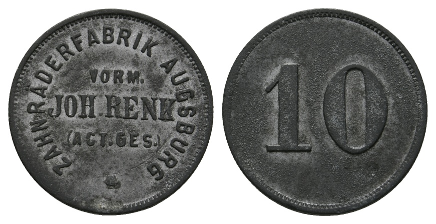  Bayern, Augsburg Zahnräderfabrik vorm. Joh. Renk (Act. Ges.), WZ: 10; Menzel 1098.1   