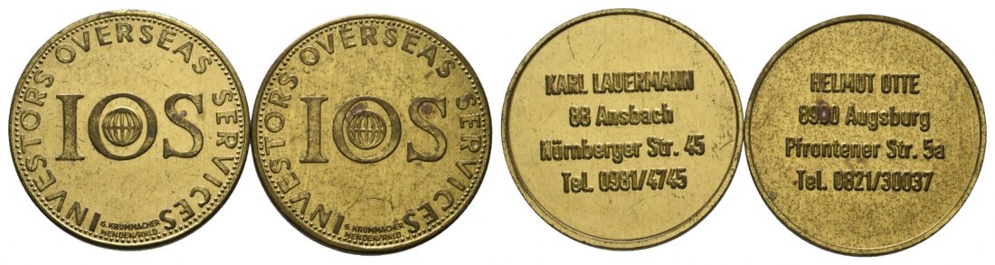  Bayern, Ansbach/Augsburg Lauermann/Otte, I O S; Menzel - (2 Stück)   