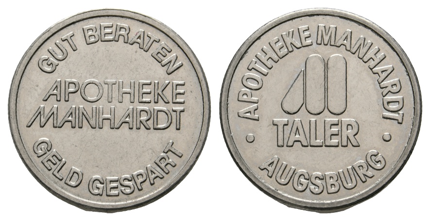  Bayern, Augsburg Apotheke Manhardt, Taler; Menzel -   
