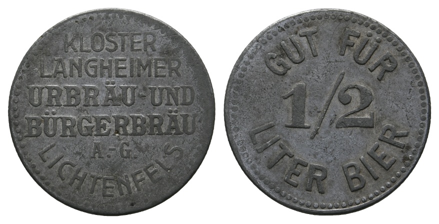  Bayern, Lichtenfels, Kloster Langheimer Urbräu- und Bürgerbräu A.-G., Gut für 1/2 Liter Bier; M -   