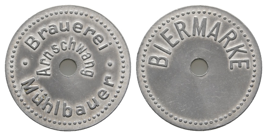  Bayern, Arnschwang Brauerei Mühlbauer, Biermarke; Menzel 681.3 (gelocht)   