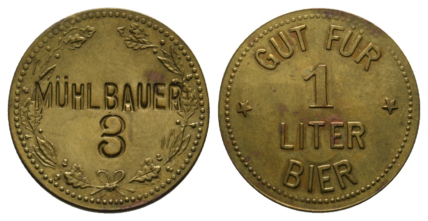  Bayern, Arnschwang, Mühlbauer, Gut für 1 Liter Bier; Menzel 682.1   