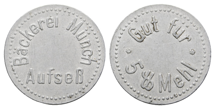  Bayern, Aufseß Bäckerei Münch, Gut für 5?? Mehl; Menzel 898.1   